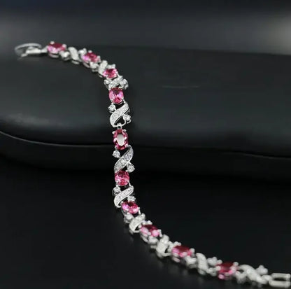 Luckacco Exquisite Shiny Tennis Ball Shape Crystal Zircon Bracelet for Women Fashion Evening Party Jewelry Girls Gift
