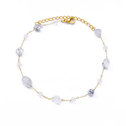 Luckacco Elegant Zircon Flowers Bracelet For Women Girls Charm Gold Color Stainless Steel Plant Bracelets Luxury Designer Jewelry Gifts