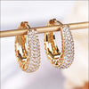 Luckacco daily picks Hollow Gold Color Hoop Earrings for Women Paved Dazzling CZ Stone Luxury Trendy Female Circle Earrings Statement Jewelry