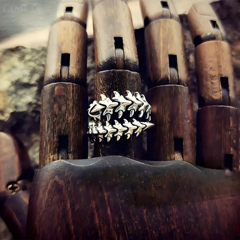luckacco new anime tokyo ghoul coiled bone punk ring creative kaneki ken adjustable open rings for women men cosplay accessories