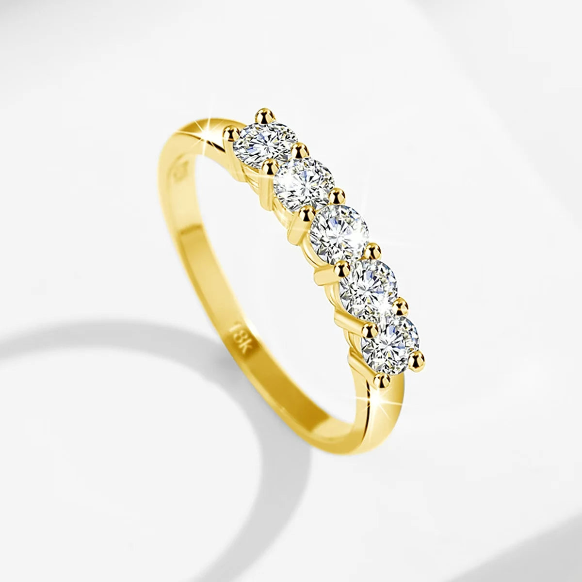 luckacco with certficate 18k solid rose gold ring for women 5 stone au 750 luxury wedding band jewelry with stamp trendy engagement gift