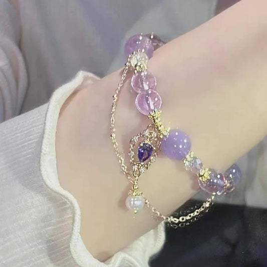 Luckacco New Luxury Elegant Crystal Beads Bracelet for Women Butterfly Dreamcatcher Tassel Charm Bracelet Girl Party Fashion Jewelry Gift