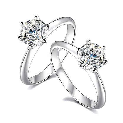 Luckacco Classic Real 1 Carat D Color Moissanite Wedding Rings For Women White Gold Plated 100% 925 Sterling Silver Bridal Fine Jewelry