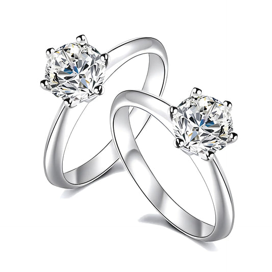 Luckacco Classic Real 1 Carat D Color Moissanite Wedding Rings For Women White Gold Plated 100% 925 Sterling Silver Bridal Fine Jewelry