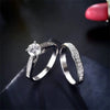 Luckacco 925 Sterling Silver Couple Rings Set Embedded With Crystal Zirconia Stones - Matching Rings For Men And Women