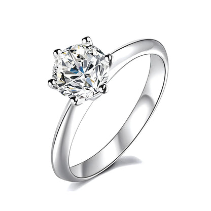 Luckacco Classic Real 1 Carat D Color Moissanite Wedding Rings For Women White Gold Plated 100% 925 Sterling Silver Bridal Fine Jewelry