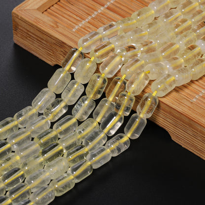 Luckacco 9x6MM Cylinder Lemon Quartz Natural Stone Loose Spacer Beads for Jewelry Making DIY Earrings Bracelet Charms Accessories