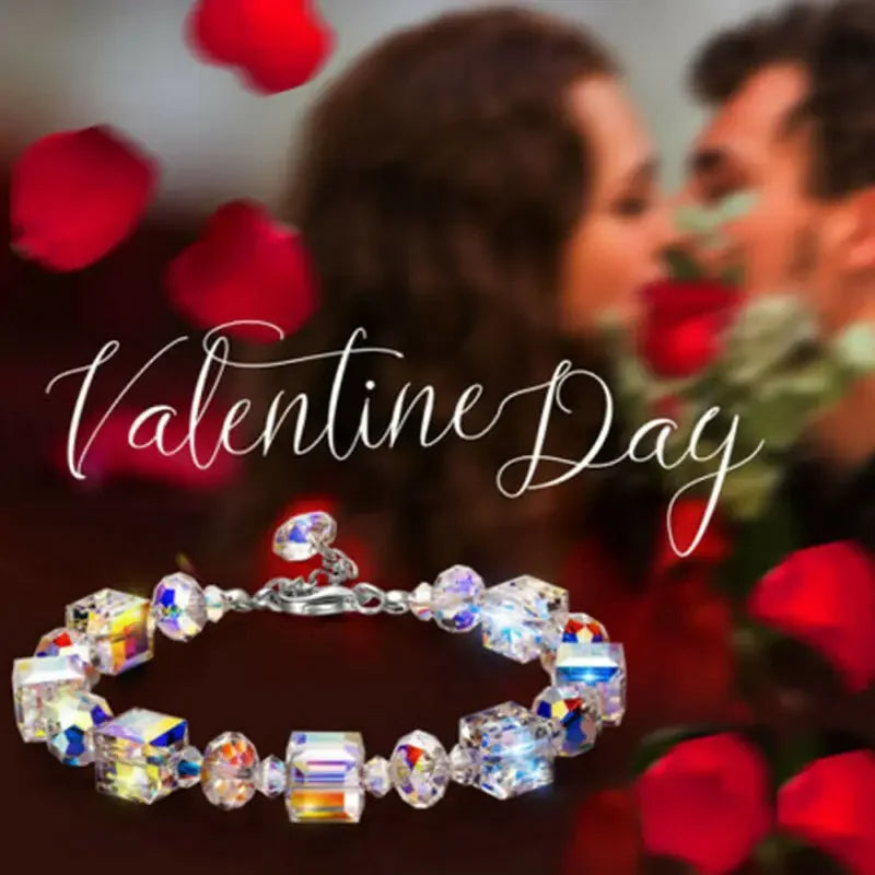 luckacco 2025 crystal rhinestone adjustable bracelet bangle wedding wristband bridal gift jewelry crystal bracelet gift for girlfriend