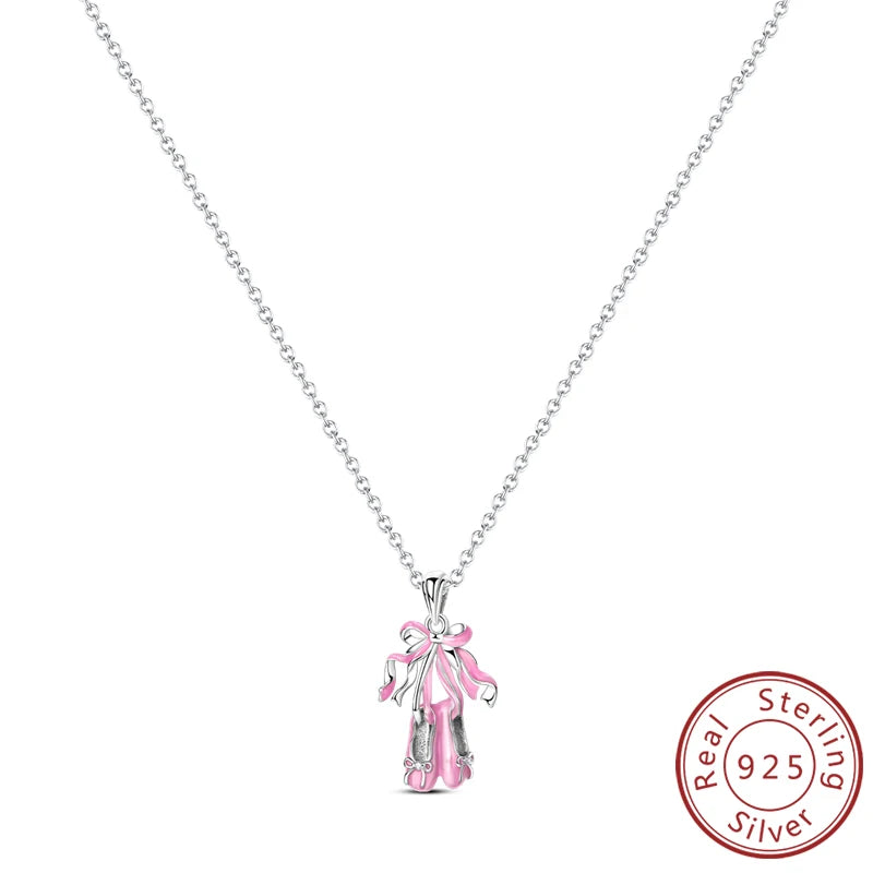 luckacco necklace 925 sterling silver butterfly love heart bear classic simple adjustable necklace for women girl fashion jewelry gifts