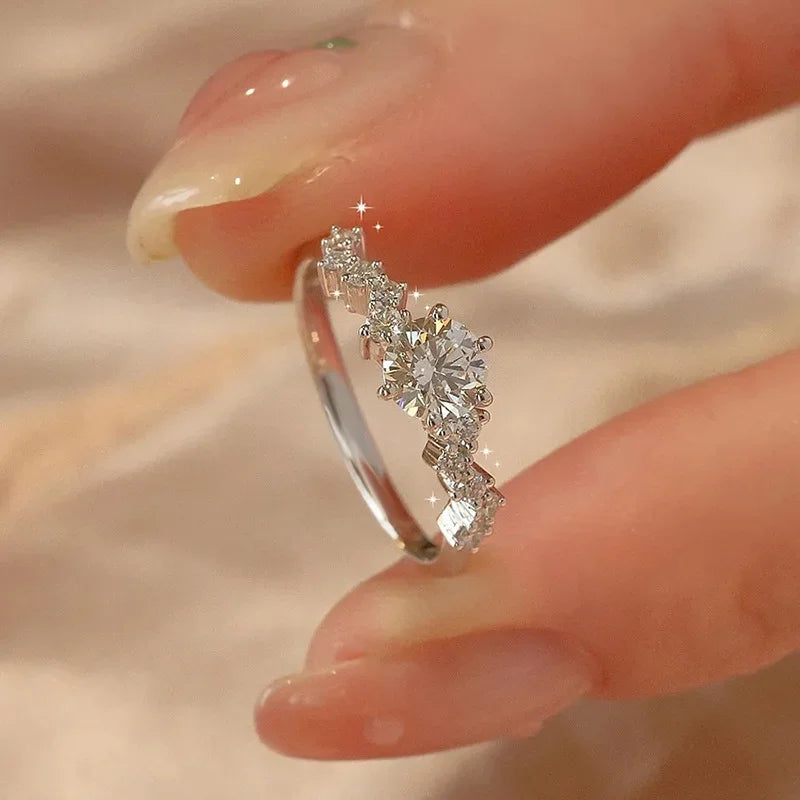 luckacco creative luxury zircon rings for women opening adjustable weave rhinestone ring korean engagement wedding jewelry fashion