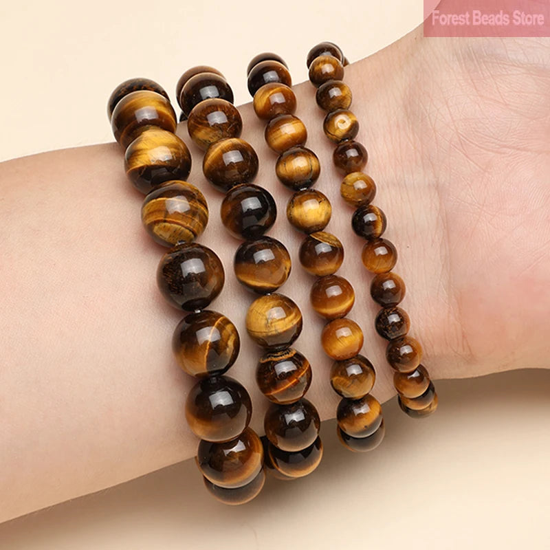 luckacco high quality yellow tiger eye stone bracelet natural stone handmade fine bangles handmade healing reiki yoga jewelry 6/8/10/12mm