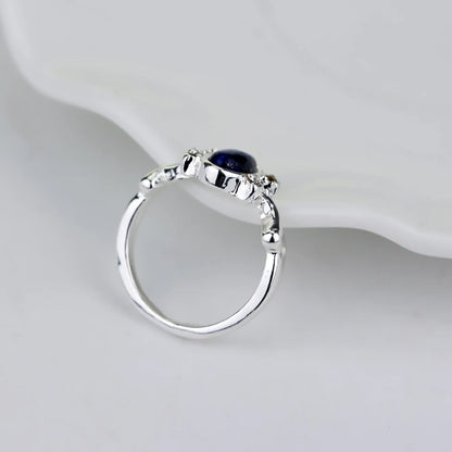 Luckacco 1 Pc The Vampire Diaries Rings Elena Gilbert Daylight Rings Vintage Crystal Ring With Blue Lapis FashionJewelry Movies Cosplay