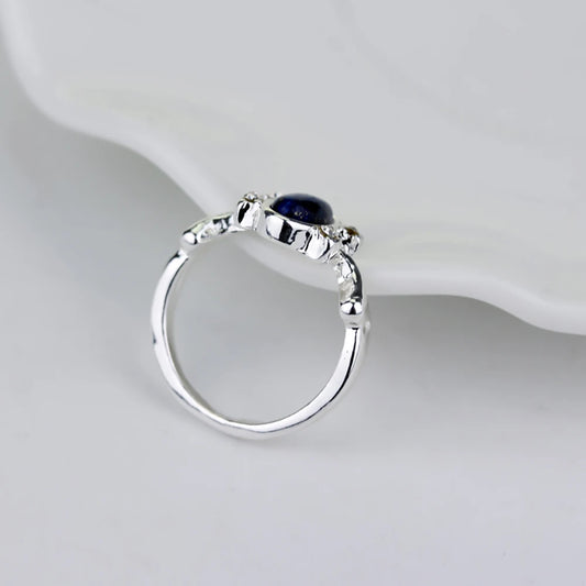 Luckacco 1 Pc The Vampire Diaries Rings Elena Gilbert Daylight Rings Vintage Crystal Ring With Blue Lapis FashionJewelry Movies Cosplay