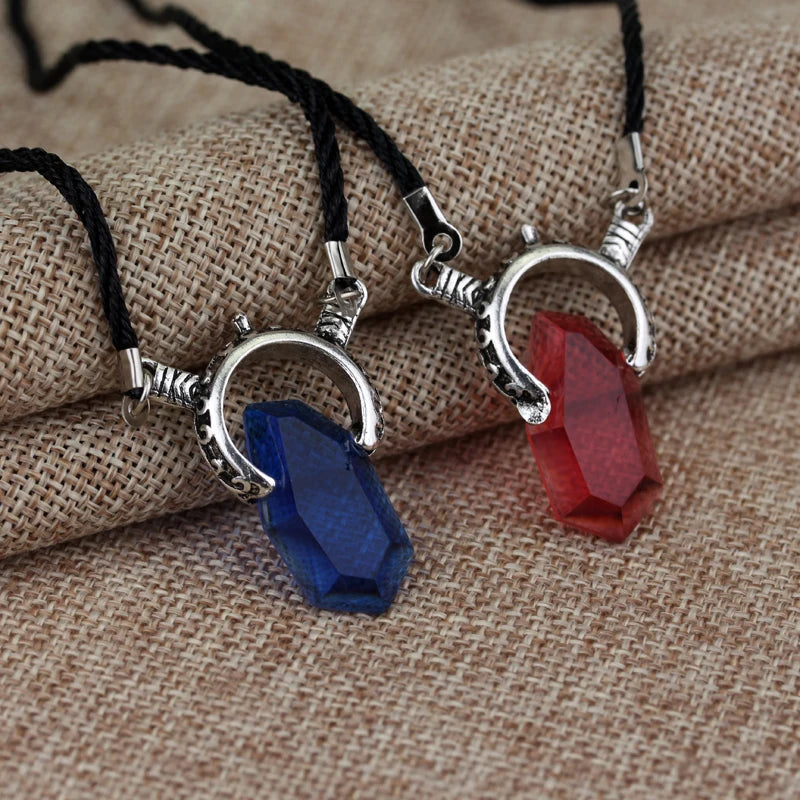 luckacco dmc devil maycry pendant necklace devil hunter dante perfect amulet red crystal necklaces for women men choker jewelry
