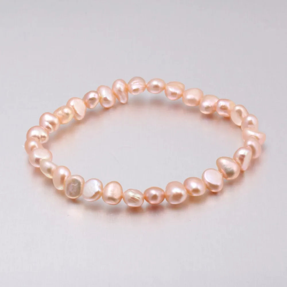 luckacco high quality 6-7 mm freshwater irregular pearl bracelets natural pearl bracelet for women pearl bracelet