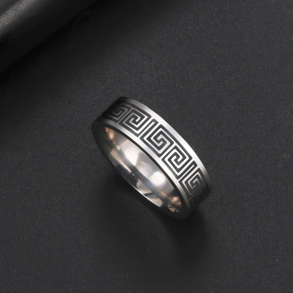 luckacco kkjoy stainless steel anneaux geometric pattern rings for women men jewelry wide anillos birthday party textured travel gifts