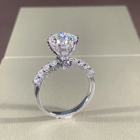 Luckacco daily picks 4 Claws Round Cubic Zirconia Crystal Rings for Women Luxury Bride Wedding Rings Proposal Engagement Bands Trendy Jewelry