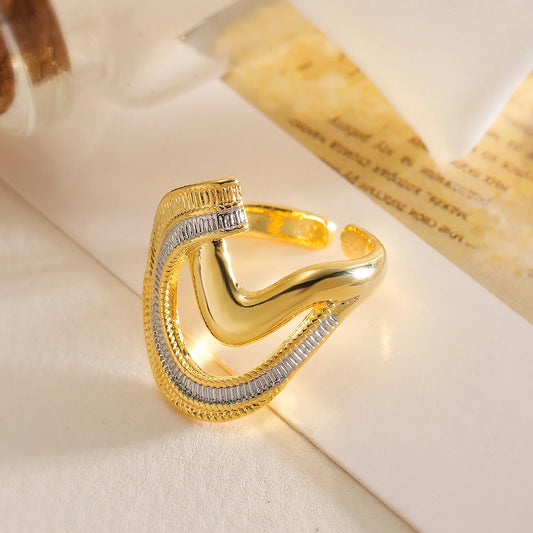 Luckacco 31styles Luxury AAA Cubic Zirconia Inlay Copper Wedding Jewelry Gold Color Statement Geometric Rings For Elegant Women