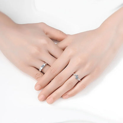 Luckacco 2Pcs/sets Geometric Love Heart Zircon Rings Paired Rings for Couple Promise Matching Wedding Ring Set Senior Designer Jewelry