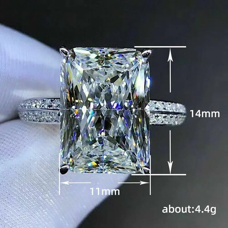 luckacco fashion big square crystal stone women wedding bridal ring luxury engagement party anniversary best gift large rings