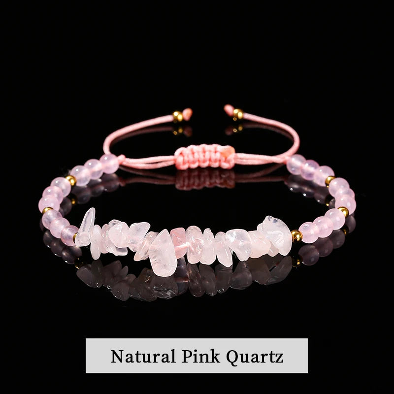 luckacco change better natural stone amethyst gravel chip bead adjustable braided bracelet women men small round bead strand healing gift