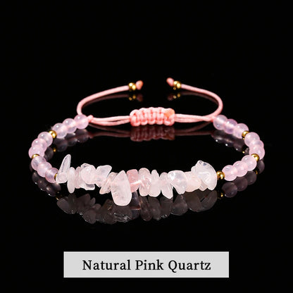 Luckacco Change Better Natural Stone Amethyst Gravel Chip Bead Adjustable Braided Bracelet Women Men Small Round Bead Strand Healing Gift