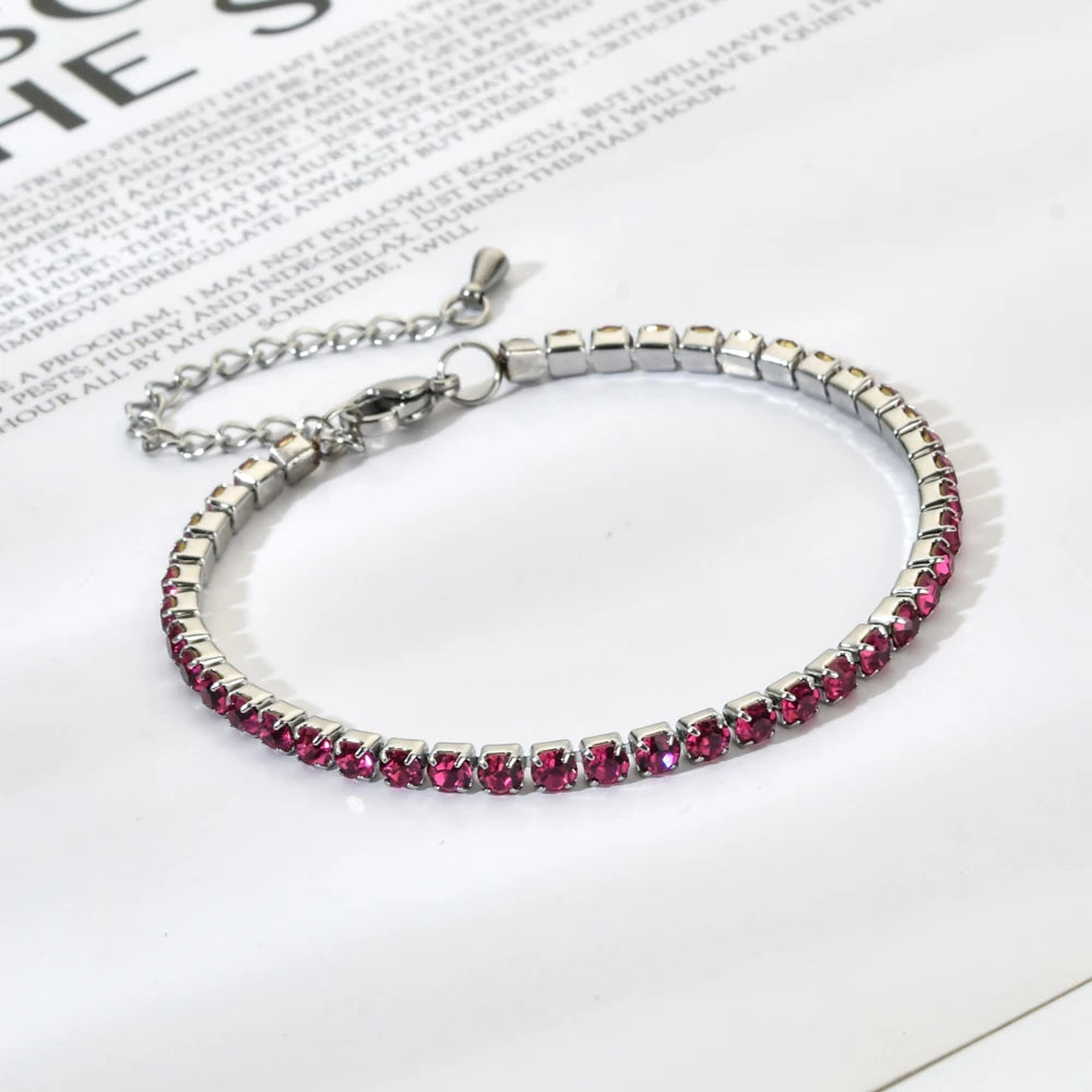luckacco shop's pick 3mm micro pave zircon tennis bracelet for women new men bracelet homme stainless steel jewelry accessories