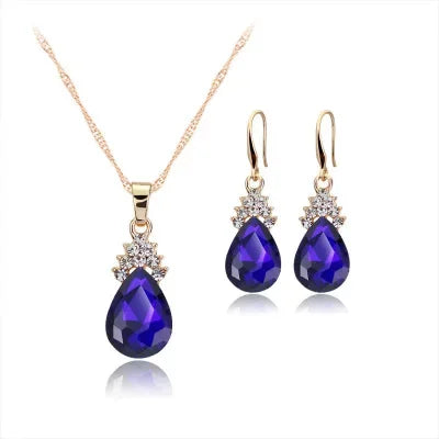 Luckacco 3pcs/set Gold color Jewelry Sets Wedding Beads Crystal Bridal Jewellery bridal necklace earrings wedding party gift set