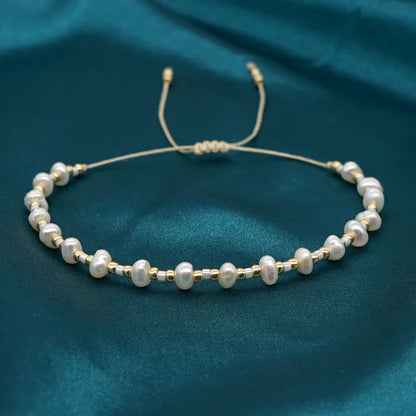 Luckacco Go2Boho Miyuki Seed Bead Bracelet Fashion Dainty Jewelry Tiny Natural Freshwater Pearl Bracelets for Women Jewellery Gift