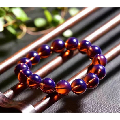Luckacco Dominican Violet Blue Amber Bracelet Men's and Women's Single Circle Buddha Bead Wax Amber Bracelet