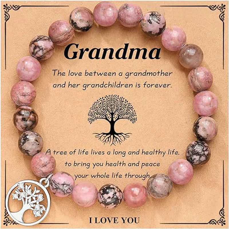 luckacco tree of life bracelet for women lady,  natural stone bracelet gifts for grandma, birthday christmas wedding mothers' day gifts