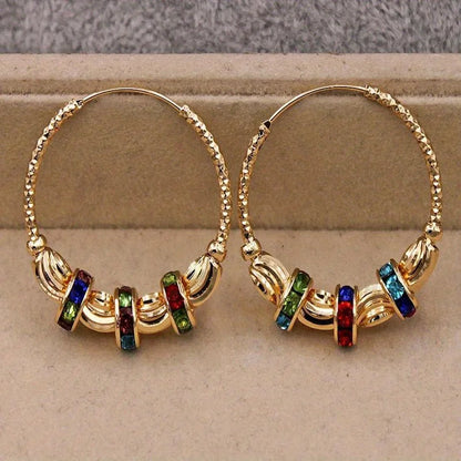 Luckacco Retro Metal Crescent Earrings Bohemian Water Drop Tassel Earrings