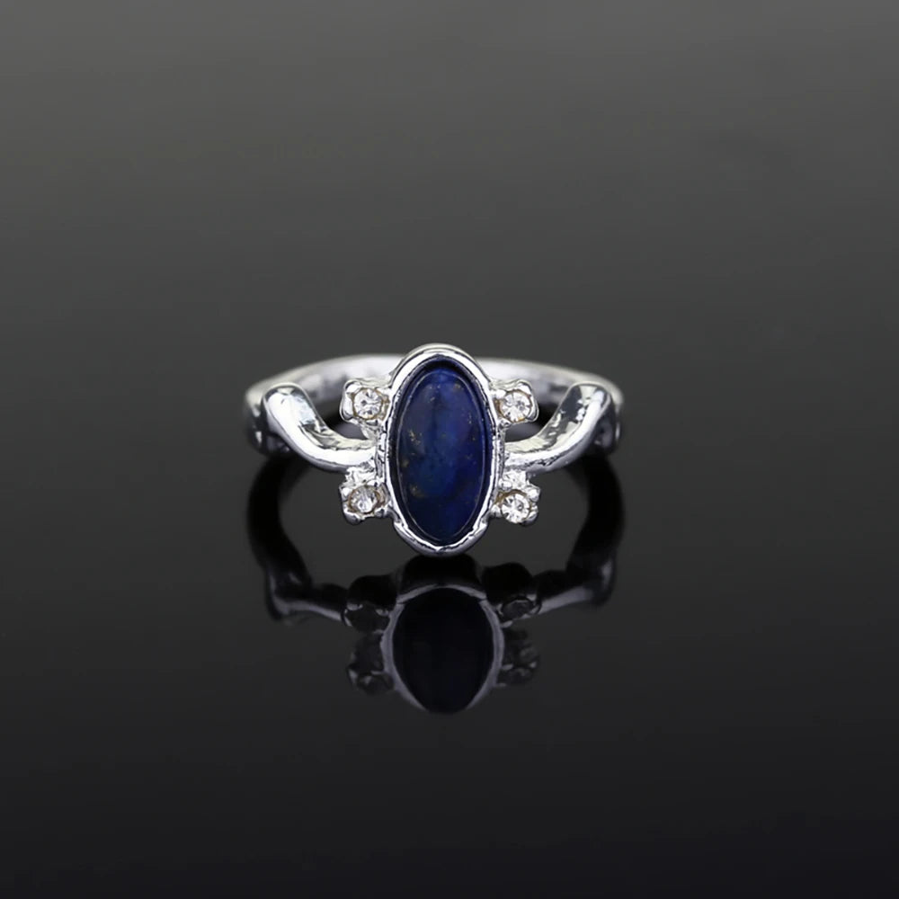 luckacco 1 pc the vampire diaries rings elena gilbert daylight rings vintage crystal ring with blue lapis fashionjewelry movies cosplay
