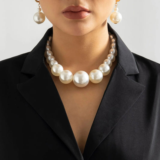 Luckacco DIEZI Elegant Big Imitation Pearl Choker Necklace For Women Fashion Girls Gift Statement Collar Choker Necklace New Jewelry