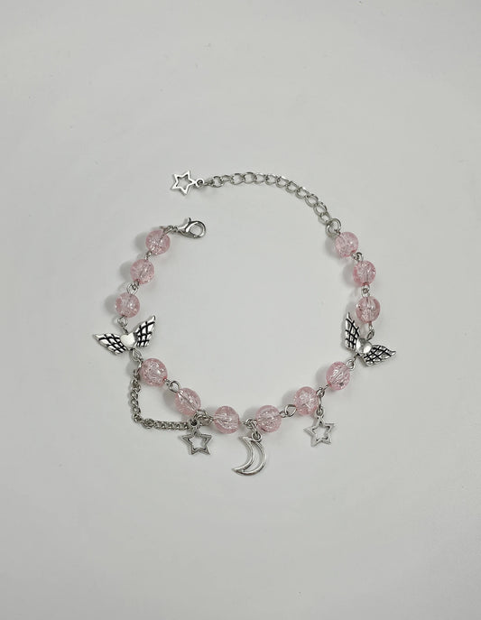 Luckacco Harajuku Pentagram Pearl Beaded Bracelets for Women 2023 Korean Aesthetic Cute Star Blue Glass Ball Bracelets Y2k Jewelry Gifts