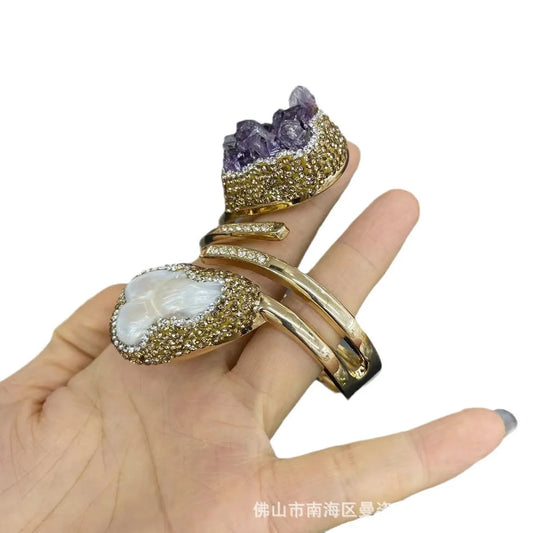 Luckacco Natural Uruguayan amethyst bracelet baroque pearl bracelet live broadcast hot-selling jewelry wholesale jewelry