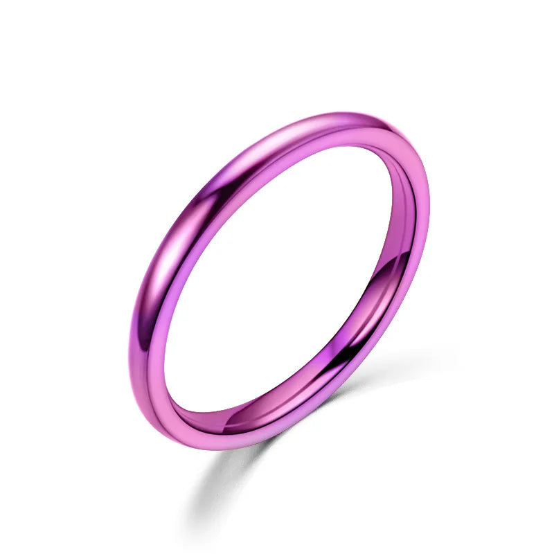 luckacco 2mm thin stainless steel rings rose gold fashion simple titanium steel rings for women girl gifts