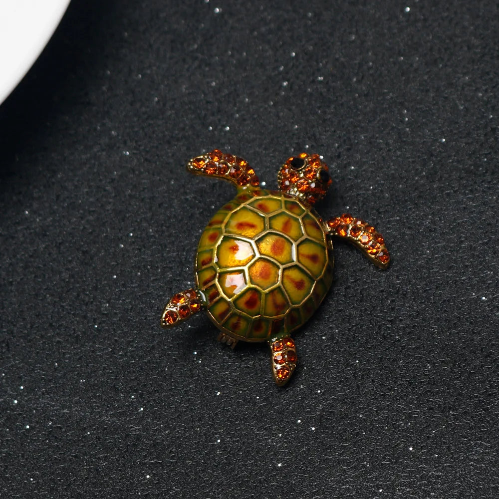 luckacco enamel turtle brooches for women luxury designer classic unique personality animal brooch pins jewelry gift