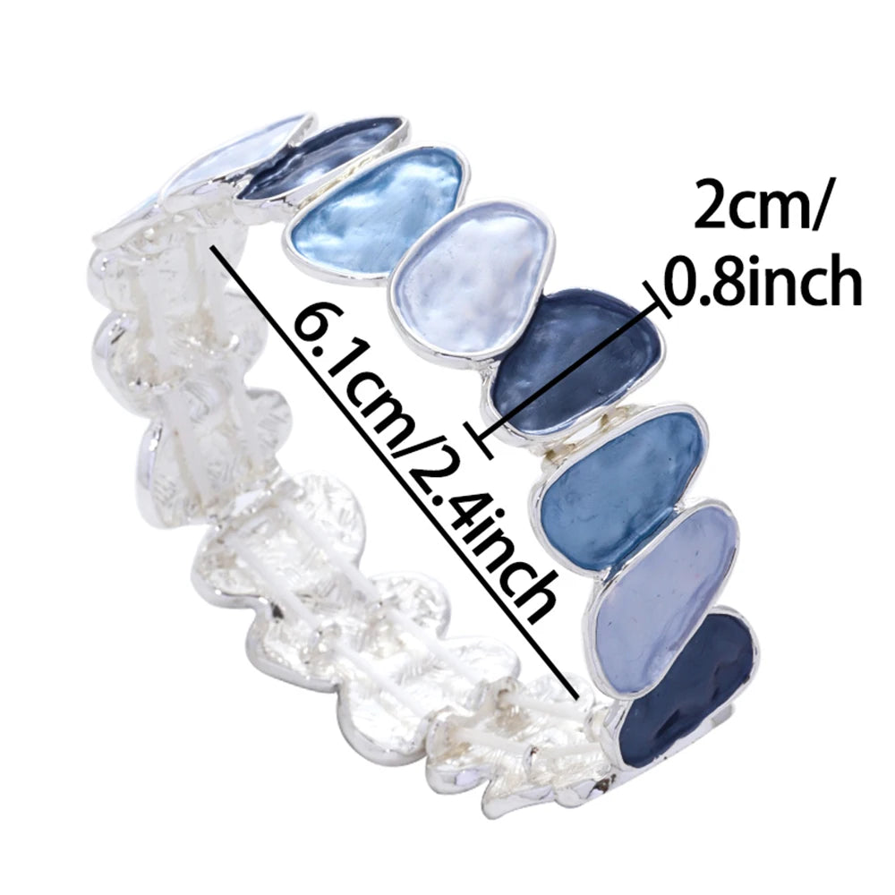 luckacco fashion drip oil geometric elastic bracelet for women accessories new trendy silver color bangle daily party prom jewelry gifts