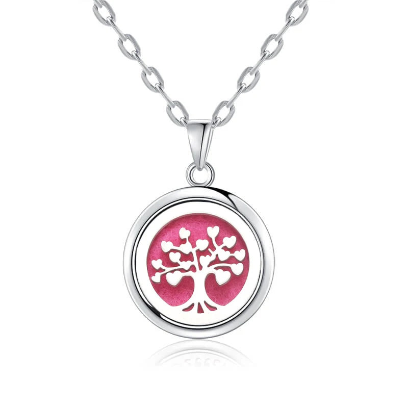 luckacco new tree of life aromatherapy necklace stainless steel essential oil diffuser amulet perfume locket pendant women jewelry gift