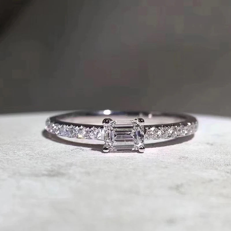 luckacco daily picks gorgeous low-key women wedding ring with crystal cubic zirconia exquisite thin band female finger-rings statement jewelry