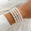 Luckacco IngeSight.Z  Luxury Multilayer Imitation Pearl Beaded Wide Cuff Bracelets For Women Simple Charm Bangles Party Birthday Gifts
