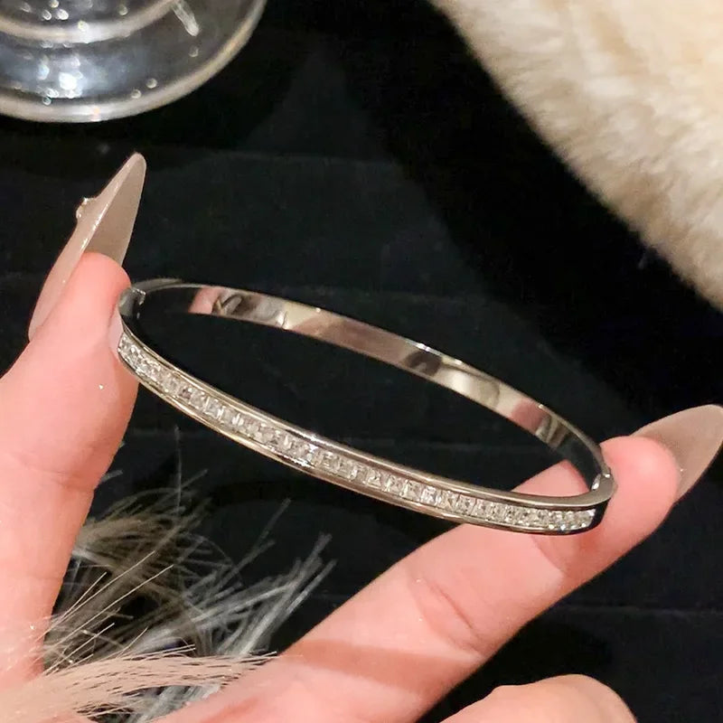 luckacco silver color stainless steel colorfast bracelets skyful star bracelet set for women fashion light luxury jewelry gifts