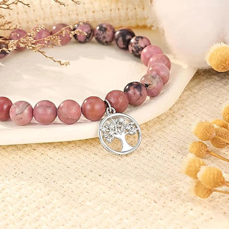 luckacco tree of life bracelet for women lady,  natural stone bracelet gifts for grandma, birthday christmas wedding mothers' day gifts