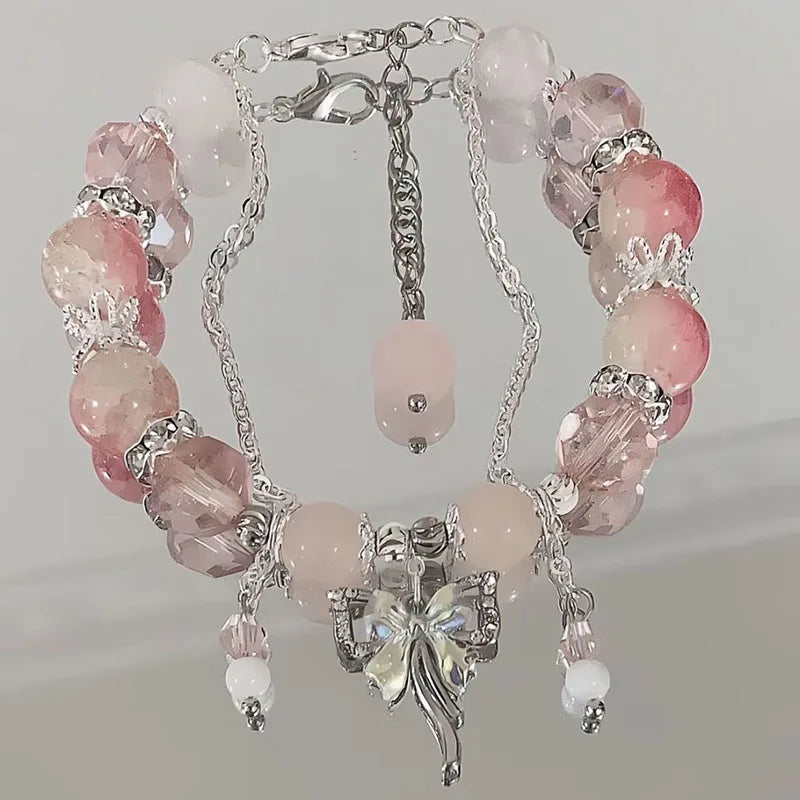 luckacco star bead imitation glass bracelet for girls' christmas, colorful and trendy atmosphere, high-end and versatile bracelet gifts