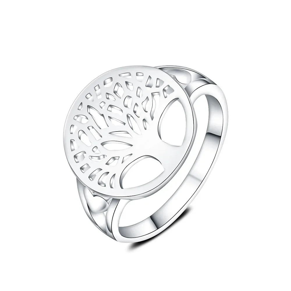 luckacco andara 925 sterling silver ring tree of life rings for women wedding party glamour jewelry gifts r892