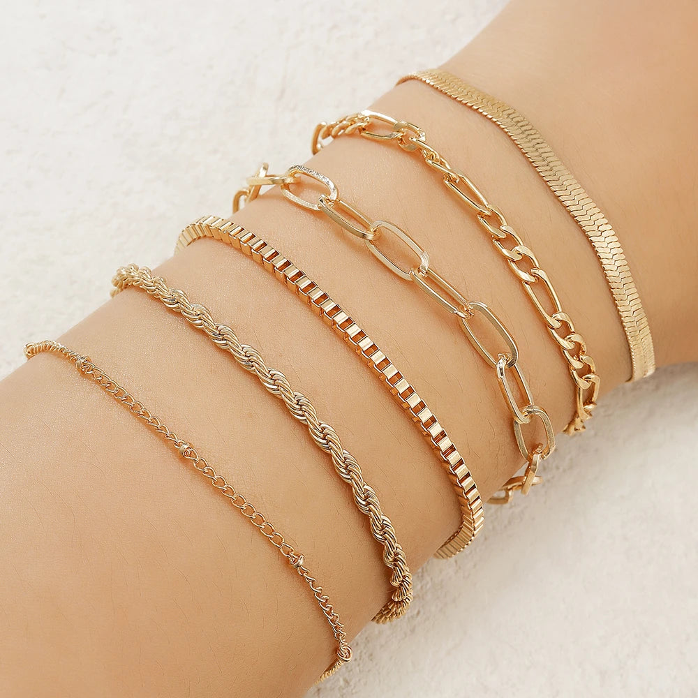 luckacco 4pcs/set fashionable snake imitation gemstone bangle rhinestone full metal bracelet set for women's jewelry birthday party gifts