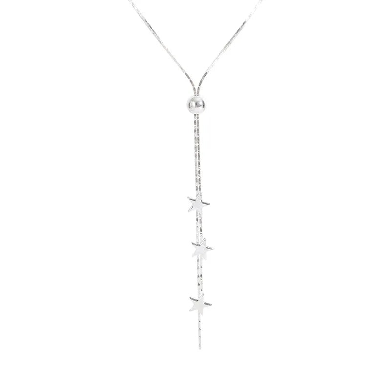luckacco new fashion simple 925 sterling silver star pendant necklace for women girl clavicle chain choker statement jewelry