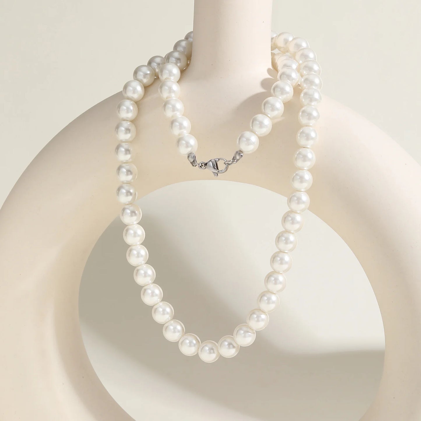 luckacco light luxury imitation pearl necklace for women, waterproof stainless steel necklaces,mother's day gift jewelry