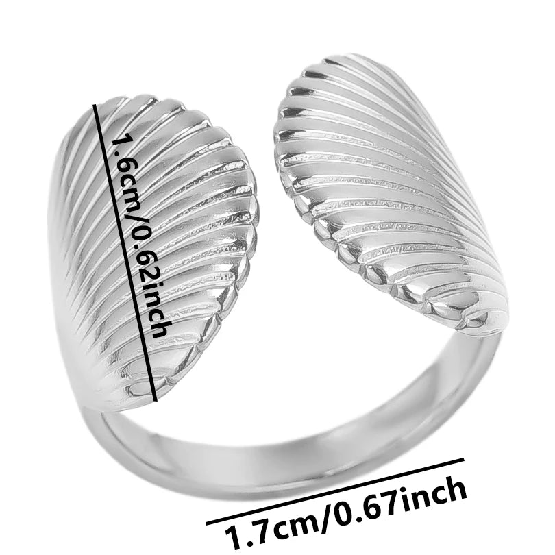 luckacco 1pc stylish marine jewelry ocean sea animals conch starfish shell ring stainless steel jellyfish scallop rings women charm gift